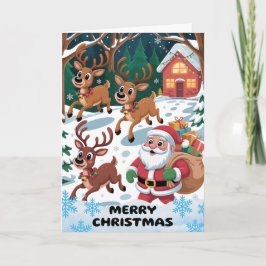 Frohe Weihnachten mit spielendem Weihnachtsmann un