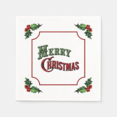 Frohe Weihnachten mit Stechpalme Serviette (Vorderseite)