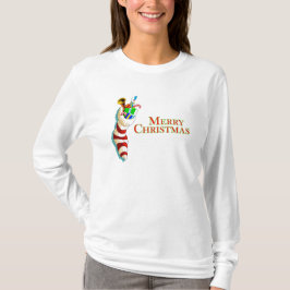 Frohe Weihnachten mit Strumpf LS Women's T-Shirt