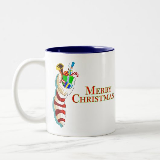 Frohe Weihnachten mit Strumpf Tasse (Links)