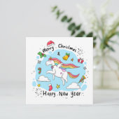 Frohe Weihnachten mit Unicorn (Stehend Vorderseite)