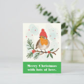 Frohe Weihnachten mit viel Liebe. Postkarte (Stehend Vorderseite)