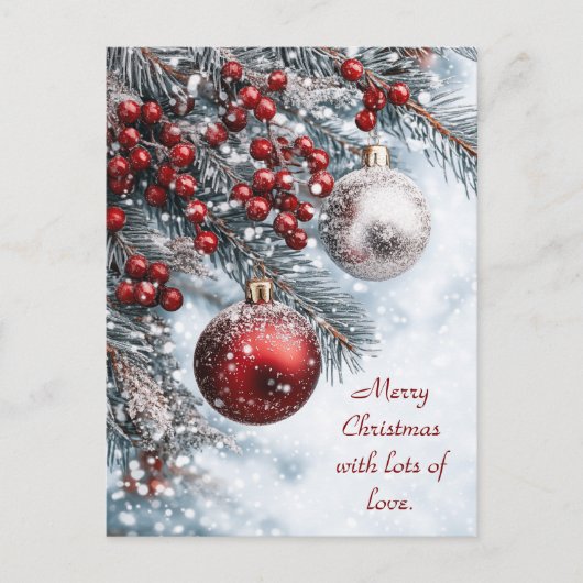 Frohe Weihnachten mit viel Liebe. Postkarte (Vorderseite)