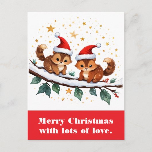 Frohe Weihnachten mit viel Liebe. Postkarte (Vorderseite)