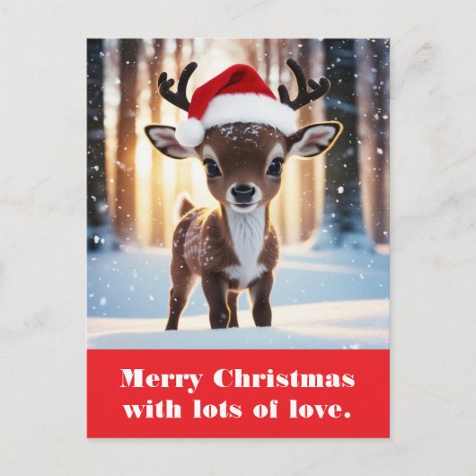 Frohe Weihnachten mit viel Liebe. Postkarte (Vorderseite)