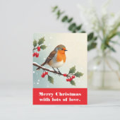 Frohe Weihnachten mit viel Liebe. Postkarte (Stehend Vorderseite)