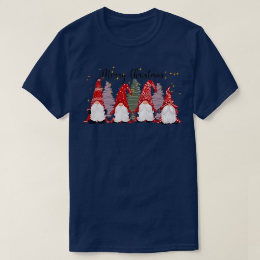 Frohe Weihnachten mit vier Niedlichen Gnomen T-Shirt (Design vorne)