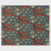 Frohe Weihnachten mit Vintagen Goldschneeflocken Geschenkpapier (Flach)