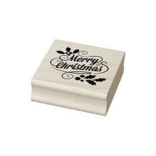 Frohe Weihnachten mit Weihnachten Holly Gummistempel
