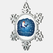 Frohe Weihnachten mit Weihnachten Schneeflocken Zinn-Ornament (Rechts)