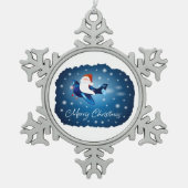 Frohe Weihnachten mit Weihnachten Schneeflocken Zinn-Ornament (Vorderseite)