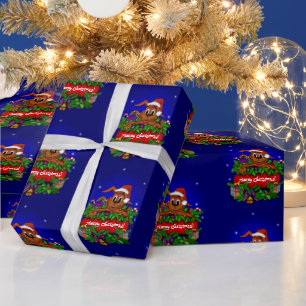 Frohe Weihnachten mit Weihnachts-Rabbit Geschenkpapier