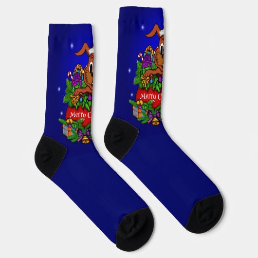 Frohe Weihnachten mit Weihnachts-Rabbit Socken (Rechts)