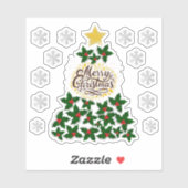 Frohe Weihnachten mit Weihnachtsbaum Aufkleber (Blatt)