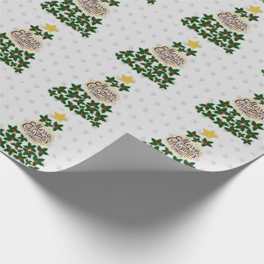 Frohe Weihnachten mit Weihnachtsbaum Geschenkpapier (Ecke)