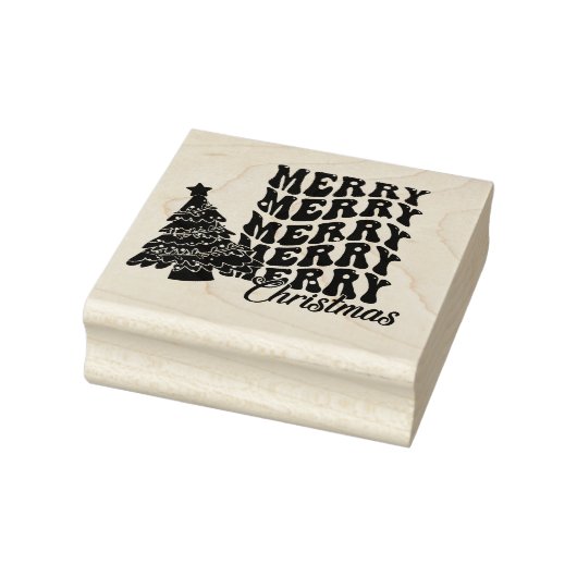 Frohe Weihnachten mit Weihnachtsbaum Gummistempel (Stempel)