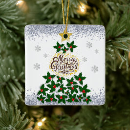 Frohe Weihnachten mit Weihnachtsbaum Keramikornament