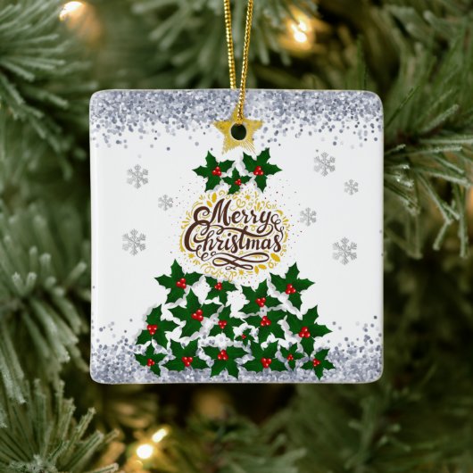 Frohe Weihnachten mit Weihnachtsbaum Keramikornament (Baum)