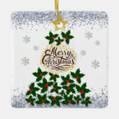 Frohe Weihnachten mit Weihnachtsbaum Keramikornament (Vorderseite)