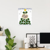 Frohe Weihnachten mit Weihnachtsbaum Poster (Heimbüro)