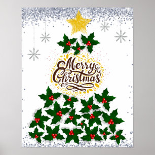 Frohe Weihnachten mit Weihnachtsbaum Poster