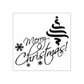 Frohe Weihnachten mit Weihnachtsbaum und Schneeflo Gummistempel (Prägung)