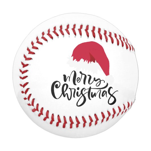 Frohe Weihnachten mit Weihnachtsmannmütze auf dem Baseball (Vorderseite Links)