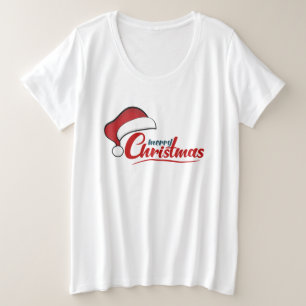 Frohe Weihnachten mit Weihnachtsmannmütze Große Größe T-Shirt