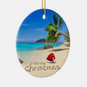 Frohe Weihnachten mit Weihnachtsmannmütze in den Keramik Ornament (Rechts)