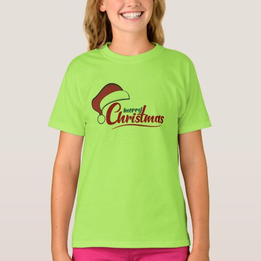 Frohe Weihnachten mit Weihnachtsmannmütze T - Shir T-Shirt (Vorderseite)