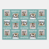 Frohe Weihnachten mit zwei quadratischen Fotos 3 F Geschenkpapier Set (Vorderseite 3)