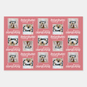 Frohe Weihnachten mit zwei quadratischen Fotos 3 F Geschenkpapier Set (Vorderseite 2)