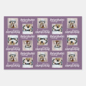 Frohe Weihnachten mit zwei quadratischen Fotos 3 F Geschenkpapier Set (Vorderseite)