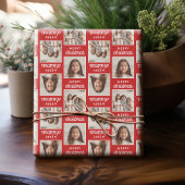 Frohe Weihnachten mit zwei quadratischen Fotos - r Geschenkpapier