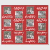 Frohe Weihnachten mit zwei quadratischen Fotos - r Geschenkpapier (Flach)