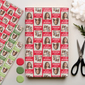 Frohe Weihnachten mit zwei quadratischen Fotos - r Geschenkpapier Set