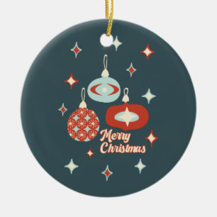 Frohe Weihnachten Mitte des Jahrhunderts Moderne Keramik Ornament