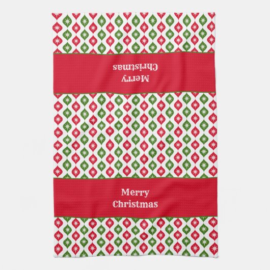 Frohe Weihnachten Mitte des Jahrhunderts Moderne S Geschirrtuch (Vertikal)