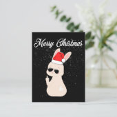 Frohe Weihnachten Mittelfinger Rude Xmas Bunny Ugl Postkarte (Stehend Vorderseite)