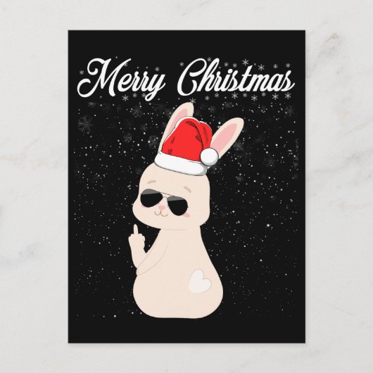 Frohe Weihnachten Mittelfinger Rude Xmas Bunny Ugl Postkarte (Vorderseite)