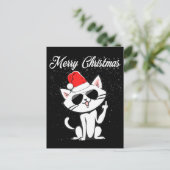 Frohe Weihnachten Mittelfinger Rude Xmas Cat Ugly Postkarte (Stehend Vorderseite)
