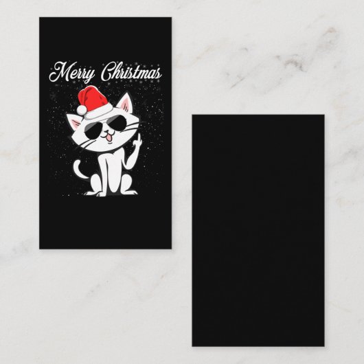 Frohe Weihnachten Mittelfinger Rude Xmas Cat Ugly Visitenkarte (Vorne/Hinten)