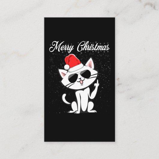 Frohe Weihnachten Mittelfinger Rude Xmas Cat Ugly Visitenkarte (Vorderseite)