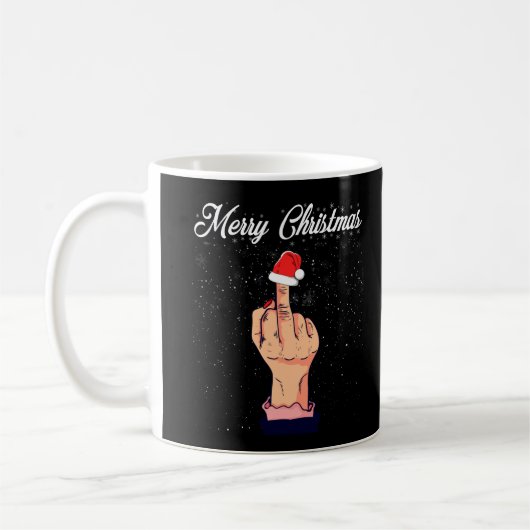 Frohe Weihnachten Mittelfinger Rude Xmas hässlich Kaffeetasse (Links)