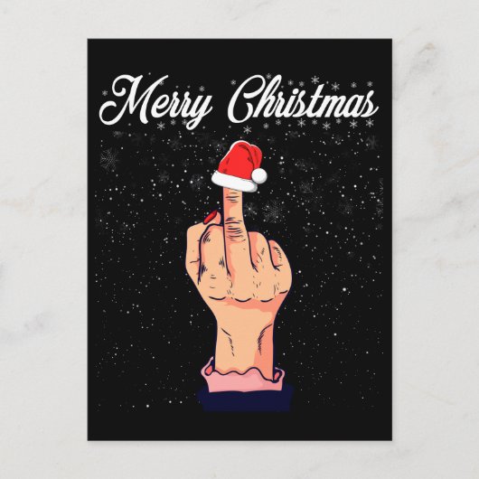 Frohe Weihnachten Mittelfinger Rude Xmas hässlich Postkarte (Vorderseite)