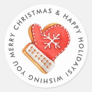 Frohe Weihnachten Mitten Zucker Cookie Custom Runder Aufkleber