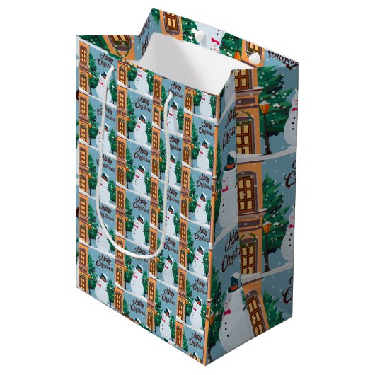 Frohe Weihnachten Mittlere Geschenktüte (Vorderseite Schrägansicht)