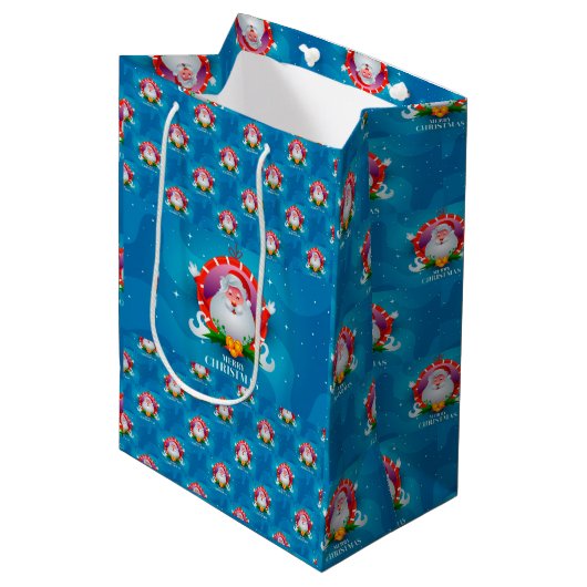 Frohe Weihnachten Mittlere Geschenktüte (Vorderseite Schrägansicht)