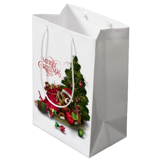 Frohe Weihnachten Mittlere Geschenktüte (Rückseite Schrägansicht)