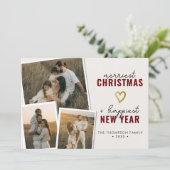 Frohe Weihnachten | Modern Boho 3 Foto Collage (Stehend Vorderseite)